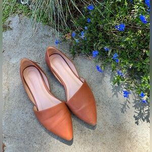 Able Sarai Pointed Leather Flat - Brown - 6.5